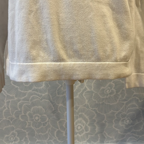 J. Crew Factory Cream Ruffle Neck Cotton Sweater - Sz L - Picture 3 of 16